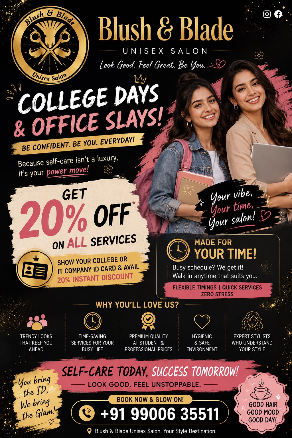Blush and Blade college days and office slays twenty percent off offer